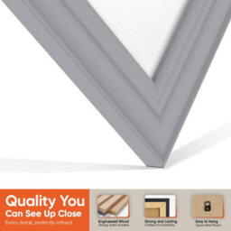 "AK Frames 25X17"" Silver Classic Vinyl Record Frame With White Mount For 12 Inch Lp Cover & Disc - Overlapped Design" - thumbnail 3