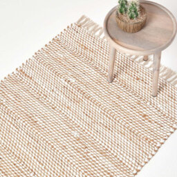 Homescapes Horizon Neutral Chevron Hemp Chindi Rug, 90 X 150 Cm - thumbnail 1