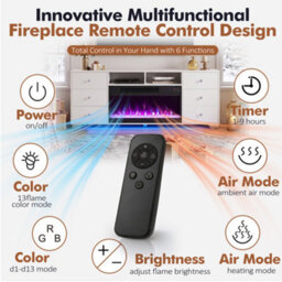 Fenchilin White Electric Fireplace Tv Stand 180Cm, 13 Flame Colours + Rgb Base Led Lights, 6 Drawer Storage Entertainment Unit - thumbnail 6