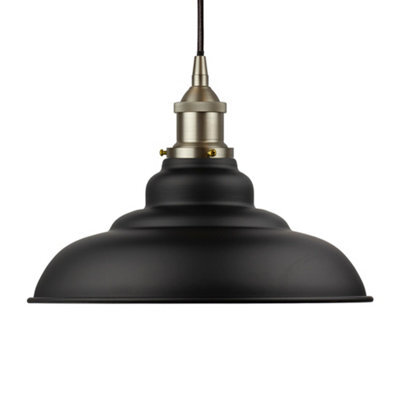 Matt Black St Edmund's Painted Dome Pendant Light With Brushed Chrome Lamp Holder And Black Round Cable - Se Home - image 1