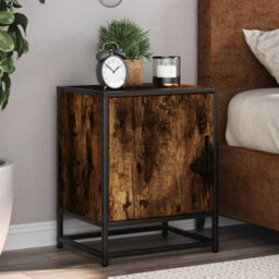 Berkfield Bedside Cabinet Smoked Oak 40X31X50 Cm Engineered Wood And Metal
