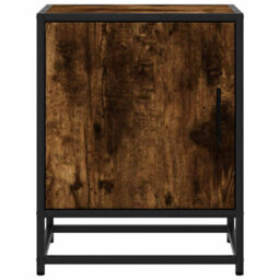 Berkfield Bedside Cabinet Smoked Oak 40X31X50 Cm Engineered Wood And Metal - thumbnail 5