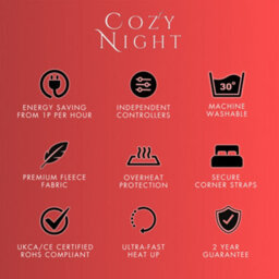 Cozy Nights Cozy Night Superking Size Electric Blanket Heated With 3 Heat Settings - Quick Fit Underblanket - Fleece Material Machine Washable - thumbnail 7