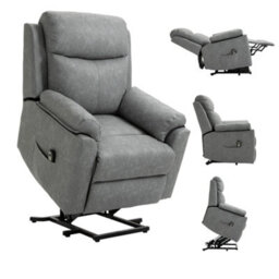 Homcom Power Lift Chair Electric Riser Recliner With Remote Control, Grey - thumbnail 2