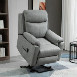 Homcom Power Lift Chair Electric Riser Recliner With Remote Control, Grey - thumbnail 1