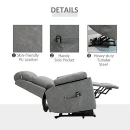 Homcom Power Lift Chair Electric Riser Recliner With Remote Control, Grey - thumbnail 7