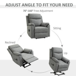 Homcom Power Lift Chair Electric Riser Recliner With Remote Control, Grey - thumbnail 4
