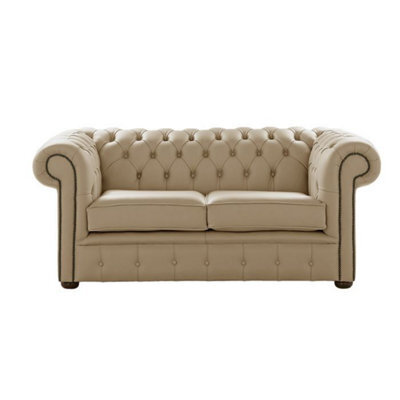 Chesterfield 2 Seater Shelly Basket Leather Sofa Settee Bespoke In Classic Style - image 1