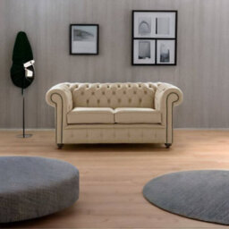 Chesterfield 2 Seater Shelly Basket Leather Sofa Settee Bespoke In Classic Style - thumbnail 2