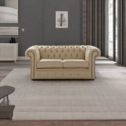 Chesterfield 2 Seater Shelly Basket Leather Sofa Settee Bespoke In Classic Style - thumbnail 3