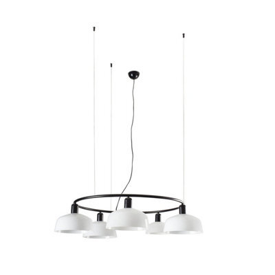 Luminosa Lighting Luminosa Tatawin Medium 5 Light Cylindrical Pendant Ceiling Light Satin Black, Opal - image 1