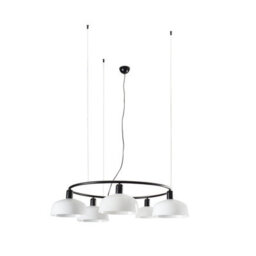 Luminosa Lighting Luminosa Tatawin Medium 5 Light Cylindrical Pendant Ceiling Light Satin Black, Opal