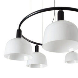 Luminosa Lighting Luminosa Tatawin Medium 5 Light Cylindrical Pendant Ceiling Light Satin Black, Opal - thumbnail 2