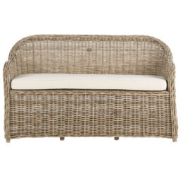 Beliani Garden Bench With Cushion Susua 150 Cm With Ottoman Rattan Natural - thumbnail 5