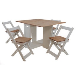 Mercers Furniture Corona Grey Wax Butterfly Dining Set Table & 4 Chairs Folding Compact Drop Leaf Wooden Mexican Pine Wood Kitchen - thumbnail 2