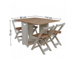 Mercers Furniture Corona Grey Wax Butterfly Dining Set Table & 4 Chairs Folding Compact Drop Leaf Wooden Mexican Pine Wood Kitchen - thumbnail 7