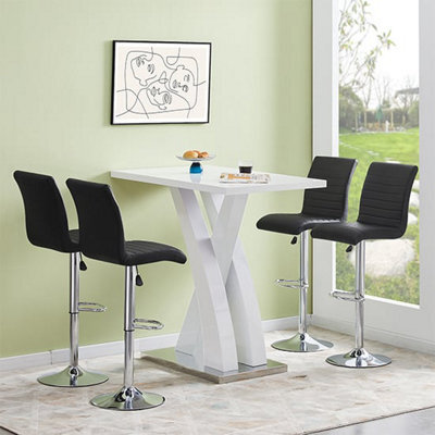 Furniture in Fashion Axara White High Gloss Bar Table With 4 Ripple Black Stools - image 1