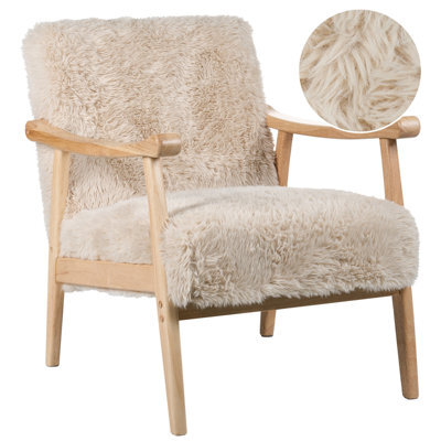 Beliani Armchair Leknes Faux Fur Light Beige - image 1