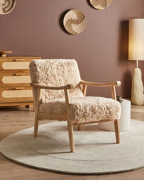 Beliani Armchair Leknes Faux Fur Light Beige - thumbnail 2