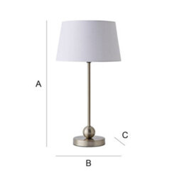Valuelights Theydon Modern Brushed Chrome Single Stem Metal Ball Table Lamp With White Shade - thumbnail 8