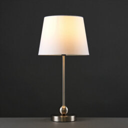 Valuelights Theydon Modern Brushed Chrome Single Stem Metal Ball Table Lamp With White Shade - thumbnail 2