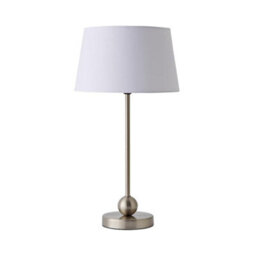 Valuelights Theydon Modern Brushed Chrome Single Stem Metal Ball Table Lamp With White Shade - thumbnail 6