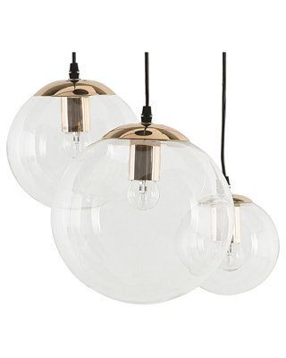 Wyld And Coco Lumina 3-Light Pendant With Transparent Glass Spheres And Gold Accents - Modern Glam Lighting - image 1