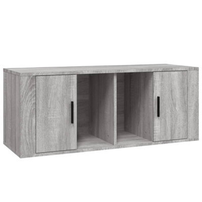 Berkfield Sturdy Tv Cabinet Grey Sonoma 100X35X40 Cm Engineered Wood - image 1