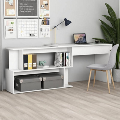 Berkfield Corner Desk White 200X50X76 Cm Engineered Wood - image 1