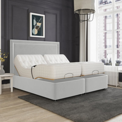 Hampton Electric Adjustable Bed Upholstered Velvet Fabric Sprung Mattress