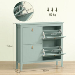 Wyld Haus Margarita 4-Drawer Mint Green Shoe Cabinet With Faux Leather Handles - Slim Hallway Storage For Up To 20 Pairs - thumbnail 4