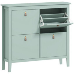Wyld Haus Margarita 4-Drawer Mint Green Shoe Cabinet With Faux Leather Handles - Slim Hallway Storage For Up To 20 Pairs - thumbnail 2