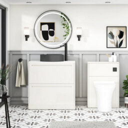 Royal Bathrooms Royal Bathroom Elmore 800mm Classic White Freestanding Countertop Bathroom Vanity Unit 2 Drawer With Art Round Basin - thumbnail 5