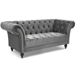 Bravich Cambridge Chesterfield 2 & 3 Seater Sofa Set - Velvet Grey - thumbnail 5