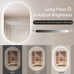 Gainoom 80 X 50Cm Anti-Fog Oval Bathroom Wall Mirror Mounted Makeup Mirror W/ Lights - thumbnail 7