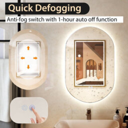 Gainoom 80 X 50Cm Anti-Fog Oval Bathroom Wall Mirror Mounted Makeup Mirror W/ Lights - thumbnail 9