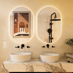 Gainoom 80 X 50Cm Anti-Fog Oval Bathroom Wall Mirror Mounted Makeup Mirror W/ Lights - thumbnail 3