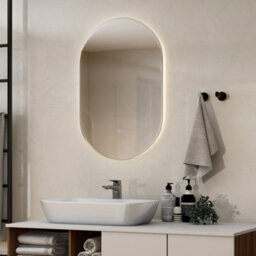 Gainoom 80 X 50Cm Anti-Fog Oval Bathroom Wall Mirror Mounted Makeup Mirror W/ Lights