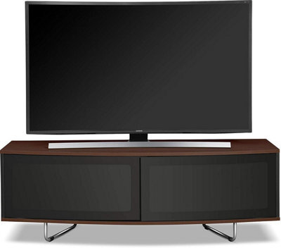 "Homeology Caru Black And Walnut Beam-Thru Remote Friendly Super-Contemporary""d"" Shape Design Up To 65"" Led/oled/lcd Tv Cabinet"