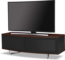 "Homeology Caru Black And Walnut Beam-Thru Remote Friendly Super-Contemporary""d"" Shape Design Up To 65"" Led/oled/lcd Tv Cabinet" - thumbnail 3