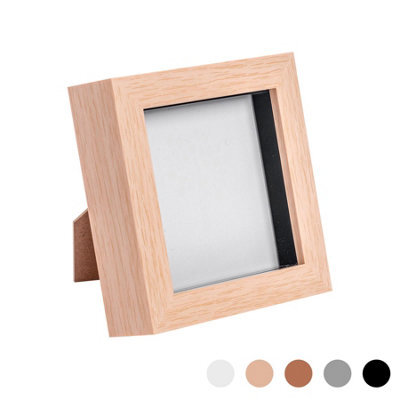 "Nicola Spring 4 X 4"" Photo Frame - Light Wood - 3D Photo Frame Picture Frame Box Portrait Display Case (12.5 X 12.5Cm)" - image 1