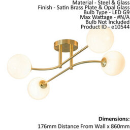 Semi Flush Ceiling Light Satin Brass Plate & Opal Glass 4 X 3W Led G9 - thumbnail 2
