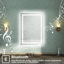AVER-GROWTH Bluetooth Bathroom Mirror With 3 Colour Led Lights Demister Pad Anti-Fog Touch/wall Switch Vertical/horizontal 500X700mm - thumbnail 3