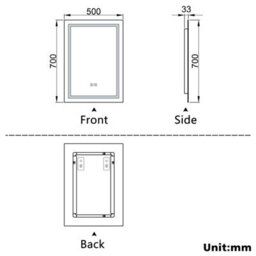 AVER-GROWTH Bluetooth Bathroom Mirror With 3 Colour Led Lights Demister Pad Anti-Fog Touch/wall Switch Vertical/horizontal 500X700mm - thumbnail 9