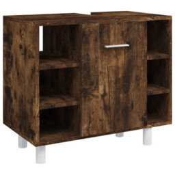 Berkfield 4 Piece Bathroom Cabinet Set Smoked Oak Engineered Wood - thumbnail 8