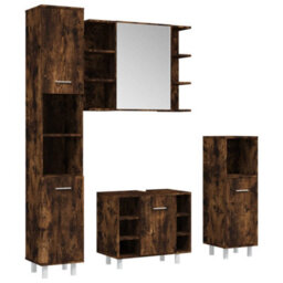 Berkfield 4 Piece Bathroom Cabinet Set Smoked Oak Engineered Wood - thumbnail 2