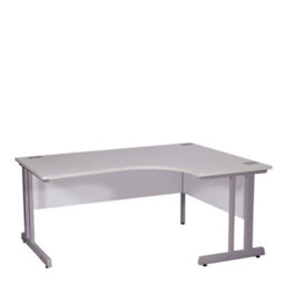 RB UK Nautilus Designs Computer Desk White Top Silver Frame Right-Hand Workstation W/ Cable Management For Home Office, Gaming (W)1600M