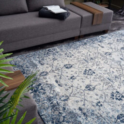 The Rugs Montana Navy Cream Oriental Area Rug And Runner Soft Durable Pet Friendly Easy To Clean Living Room Bedroom 4030 - thumbnail 7