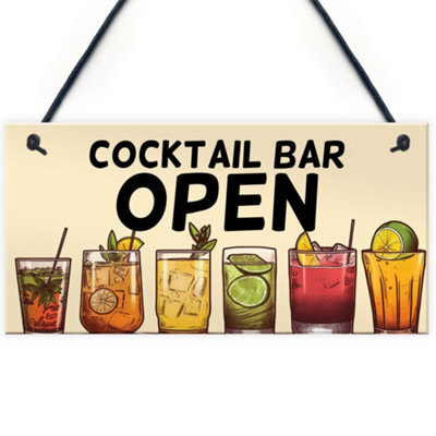 Red Ocean Open Cocktail Bar Signs And Plaques For Home Bar, Garden Bar Decoration Accessories For Outdoor Garden Home Bar Pub - image 1