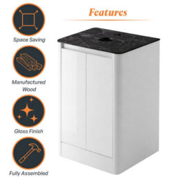 Plum&clay Mayfair Gloss White Freestanding Bathroom Vanity Unit With Black Slate Countertop (W)550mm (H)745mm - thumbnail 6